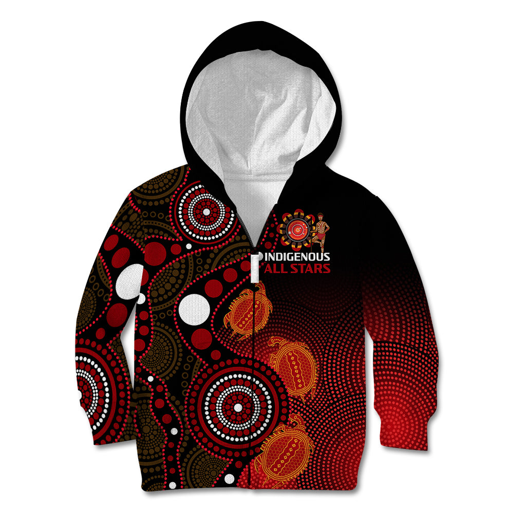 (Custom Text And Number) Australia Indigenous Rugby Kid Hoodie All Stars Aboriginal Turtle - Vibe Hoodie Shop