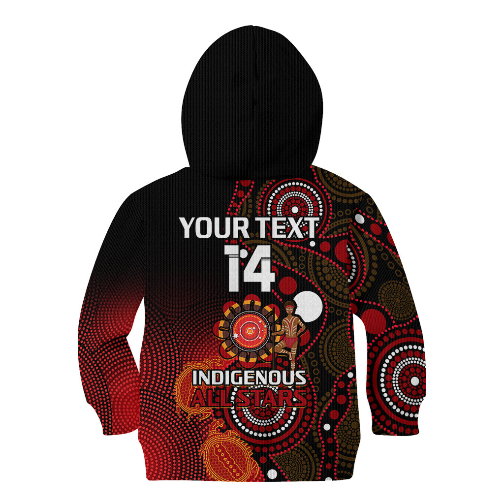 (Custom Text And Number) Australia Indigenous Rugby Kid Hoodie All Stars Aboriginal Turtle - Vibe Hoodie Shop