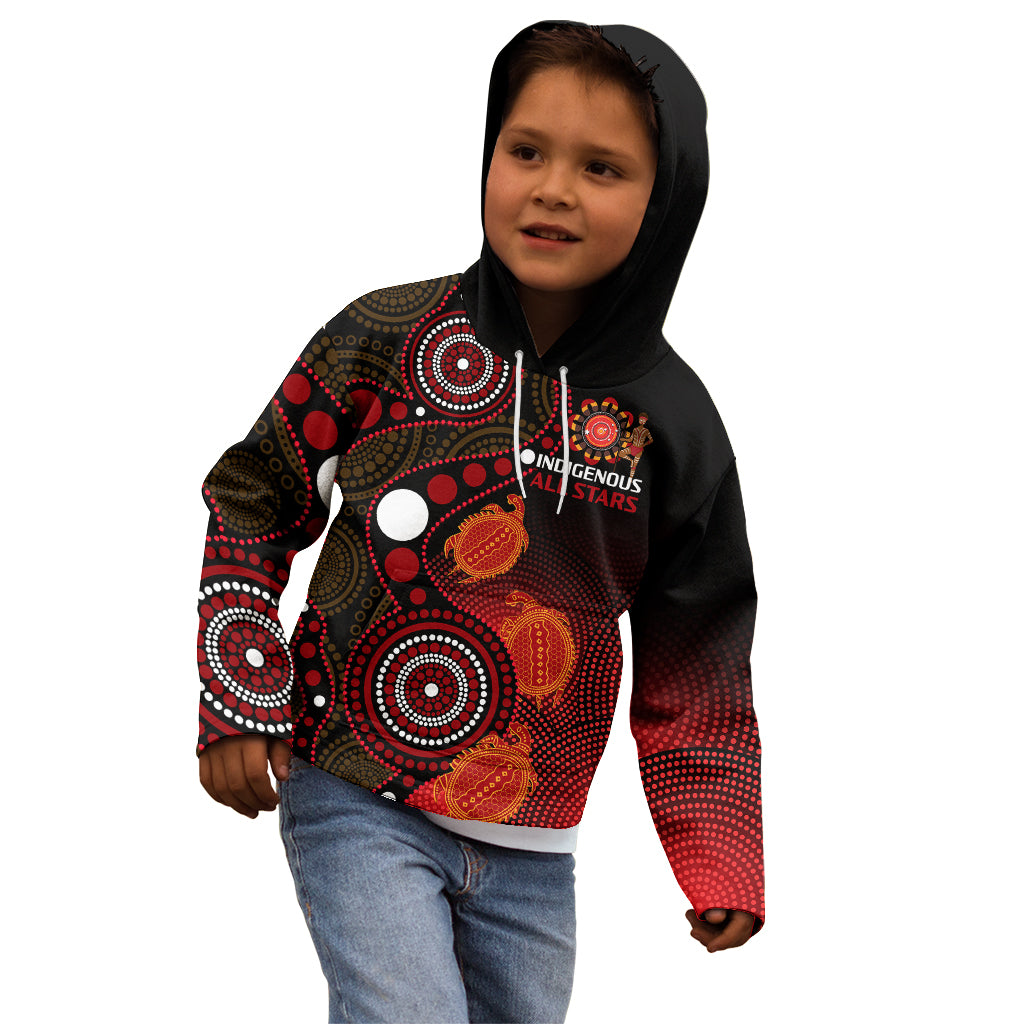 (Custom Text And Number) Australia Indigenous Rugby Kid Hoodie All Stars Aboriginal Turtle - Vibe Hoodie Shop