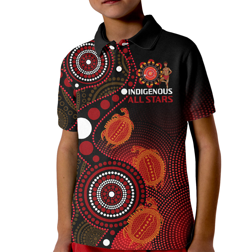 (Custom Text And Number) Australia Indigenous Rugby Kid Polo Shirt All Stars Aboriginal Turtle - Vibe Hoodie Shop