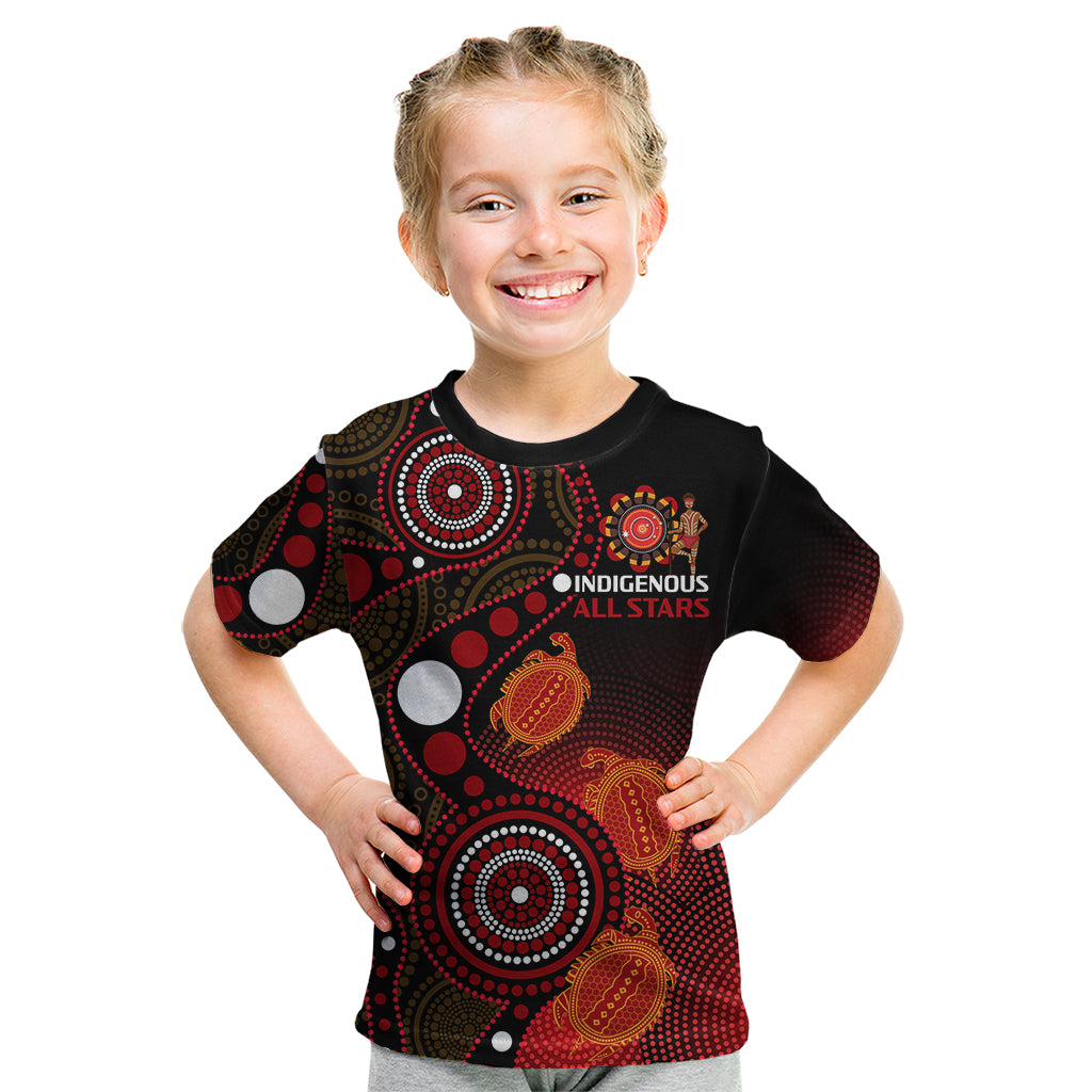 (Custom Text And Number) Australia Indigenous Rugby Kid T Shirt All Stars Aboriginal Turtle - Vibe Hoodie Shop