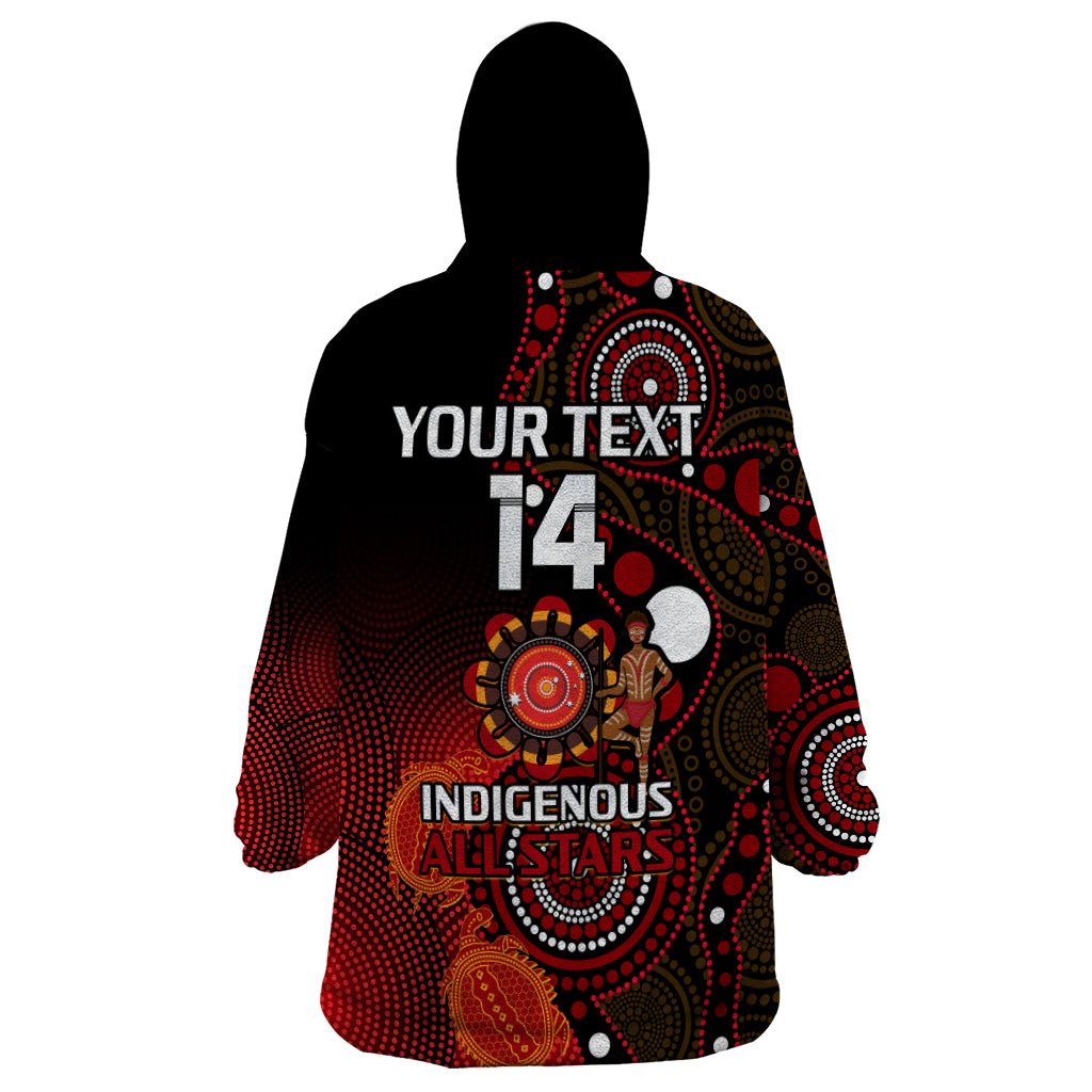 (Custom Text And Number) Australia Indigenous Rugby Wearable Blanket Hoodie All Stars Aboriginal Turtle - Vibe Hoodie Shop