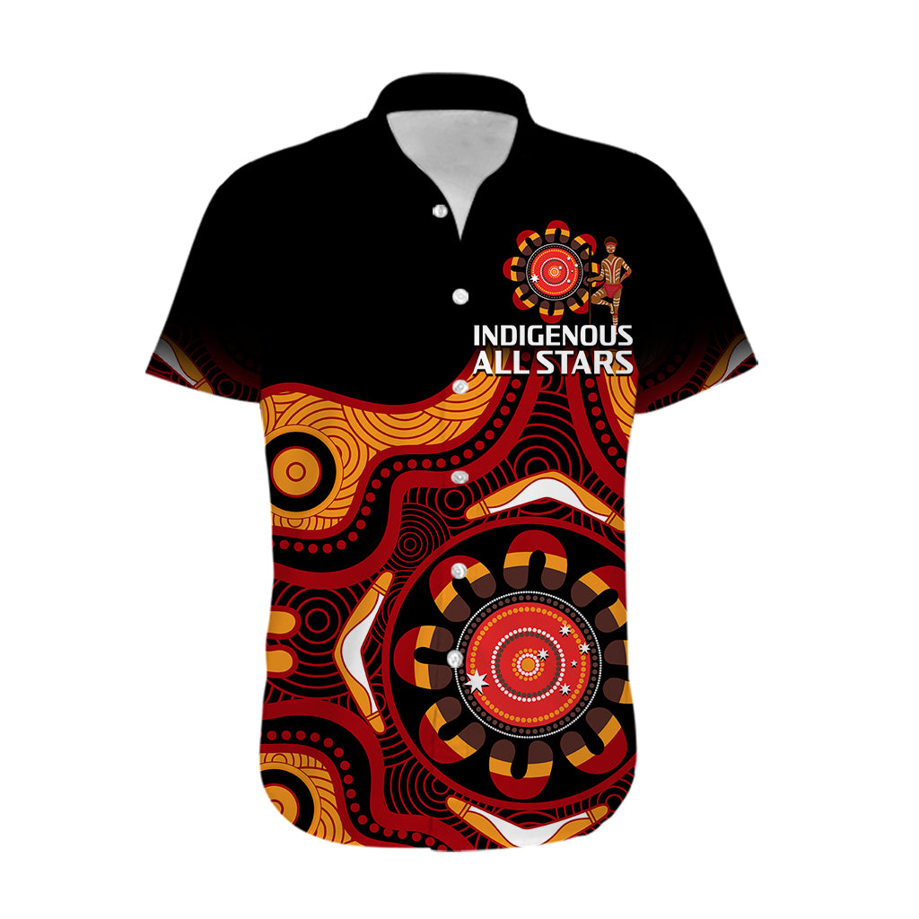 Australia Indigenous Rugby Hawaiian Shirt All Stars Aborigine Dreamtime Black Version - Vibe Hoodie Shop