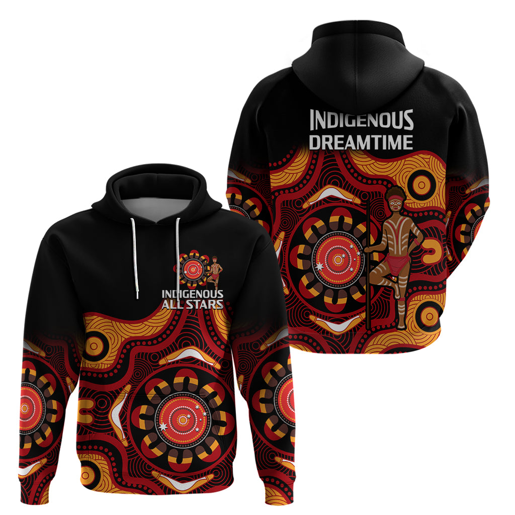 Australia Indigenous Rugby Hoodie All Stars Aborigine Dreamtime Black Version - Vibe Hoodie Shop