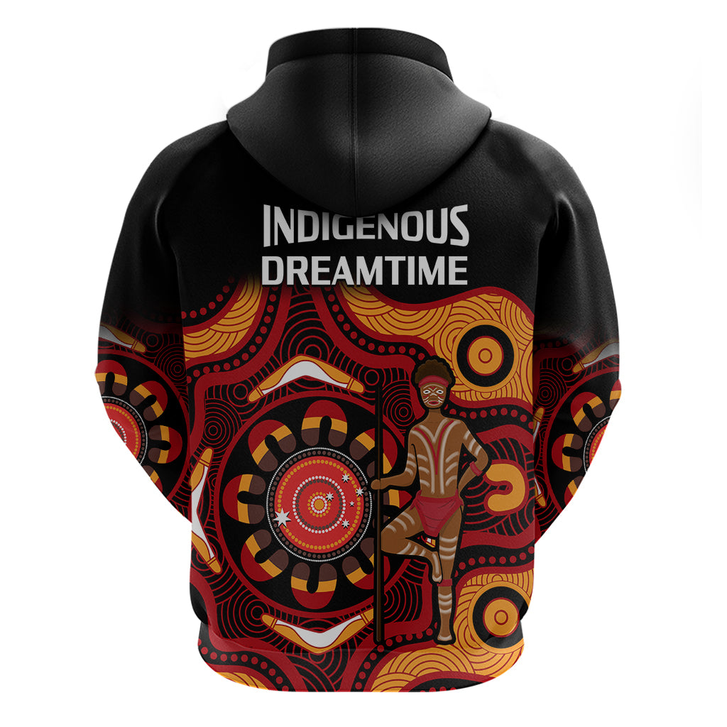 Australia Indigenous Rugby Hoodie All Stars Aborigine Dreamtime Black Version - Vibe Hoodie Shop