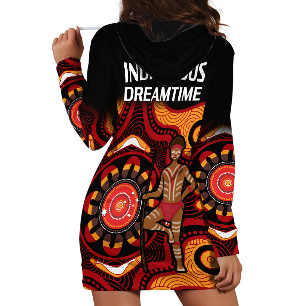 Australia Indigenous Rugby Hoodie Dress All Stars Aborigine Dreamtime Black Version - Vibe Hoodie Shop