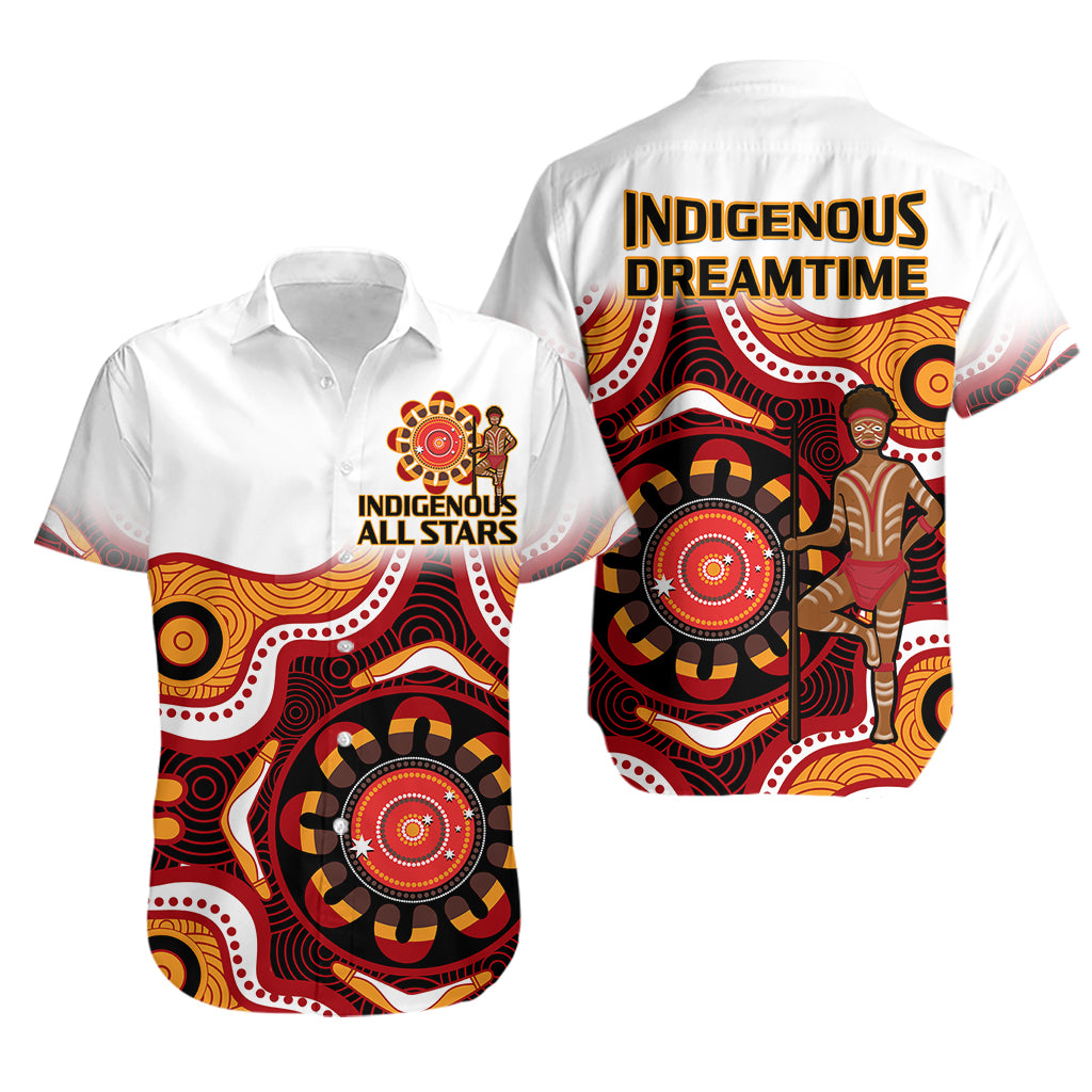 Australia Indigenous Rugby Hawaiian Shirt All Stars Aborigine Dreamtime White Version - Vibe Hoodie Shop