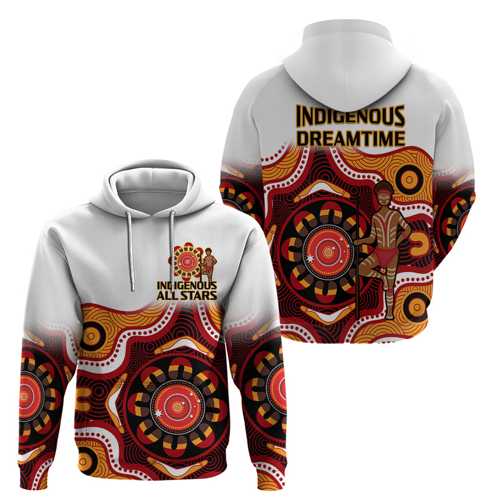 Australia Indigenous Rugby Hoodie All Stars Aborigine Dreamtime White Version - Vibe Hoodie Shop
