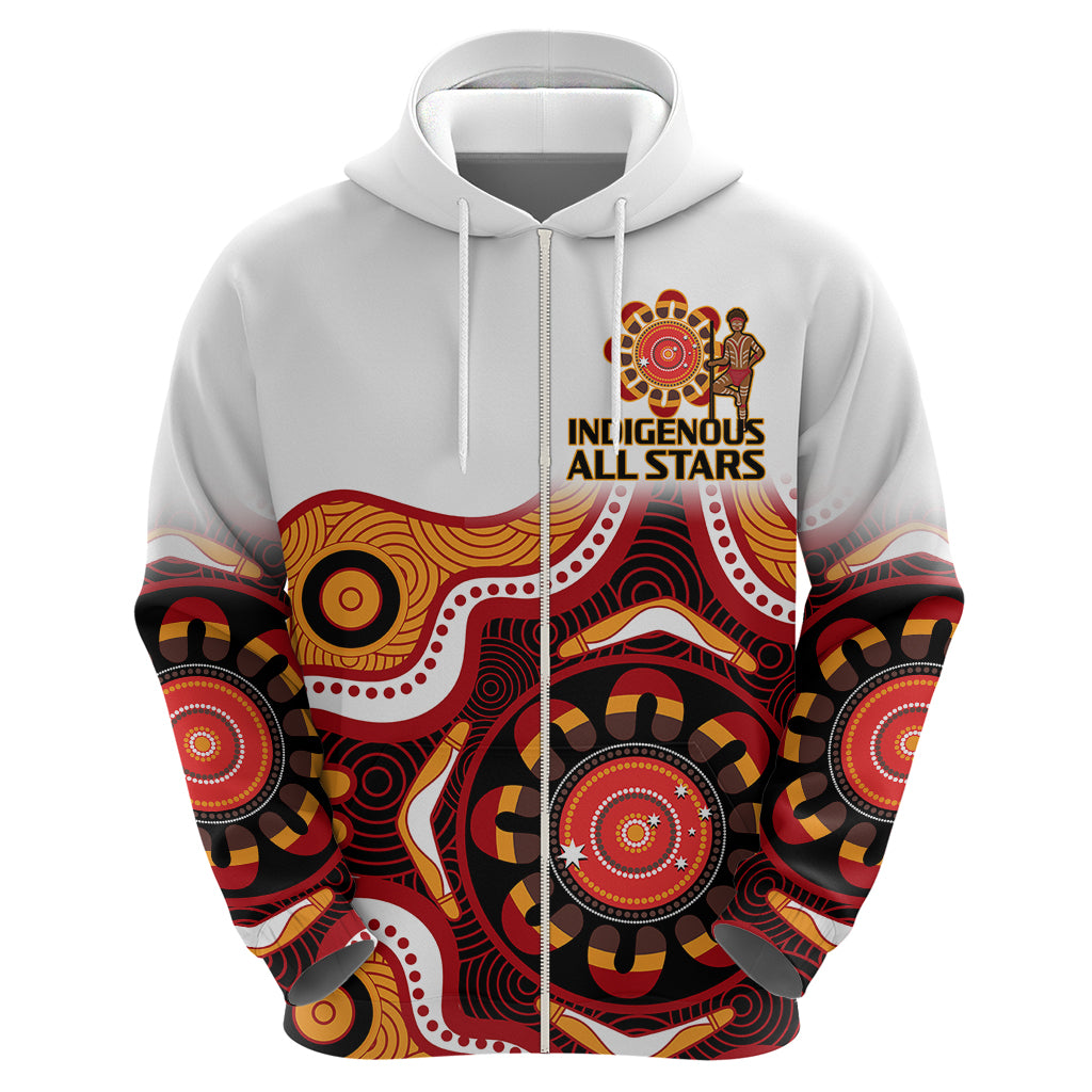 Australia Indigenous Rugby Hoodie All Stars Aborigine Dreamtime White Version - Vibe Hoodie Shop