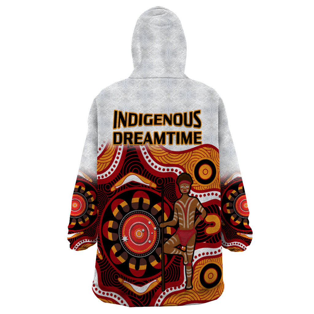 Australia Indigenous Rugby Wearable Blanket Hoodie All Stars Aborigine Dreamtime White Version - Vibe Hoodie Shop