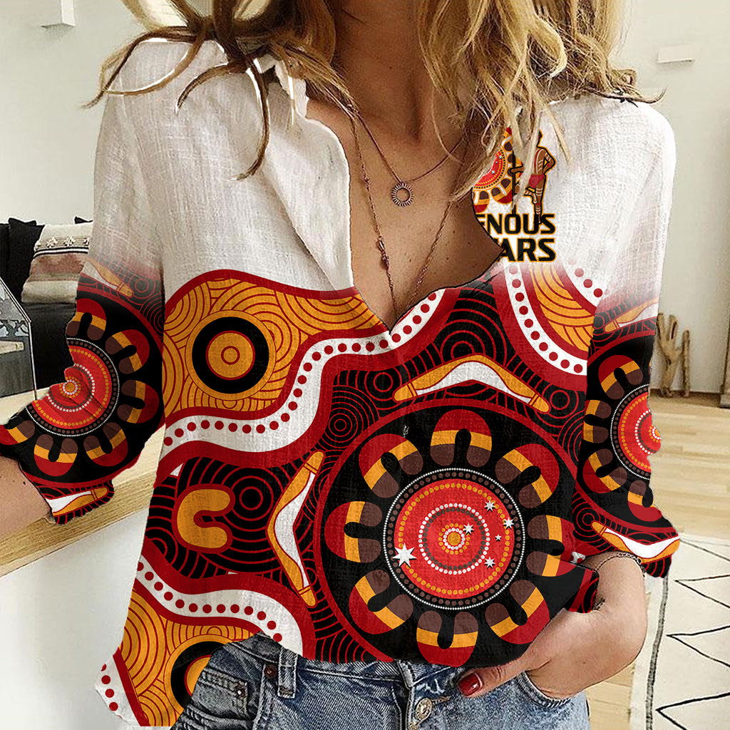 (Custom Text And Number) Australia Indigenous Rugby Women Casual Shirt All Stars Aborigine Dreamtime White Version - Vibe Hoodie Shop