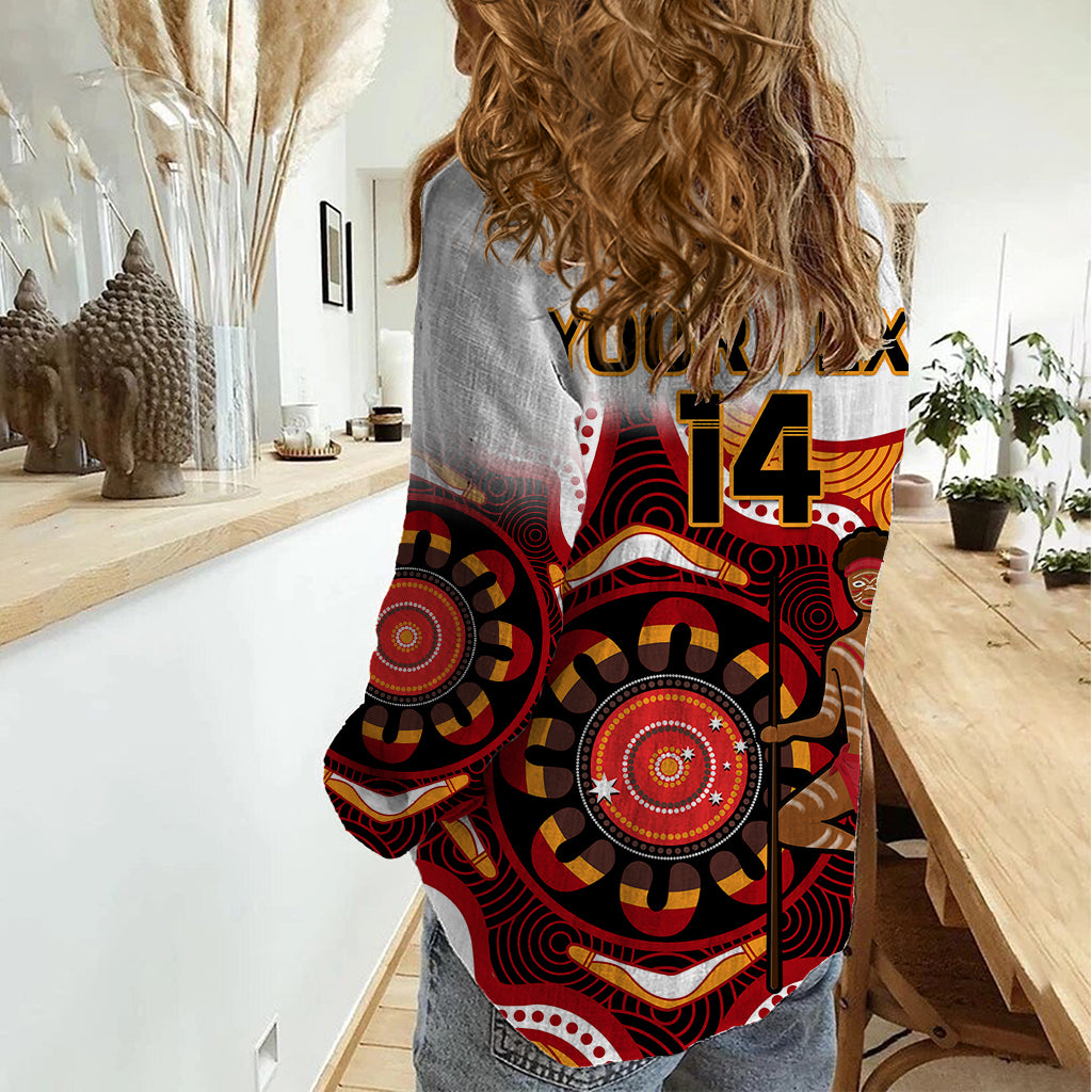 (Custom Text And Number) Australia Indigenous Rugby Women Casual Shirt All Stars Aborigine Dreamtime White Version - Vibe Hoodie Shop