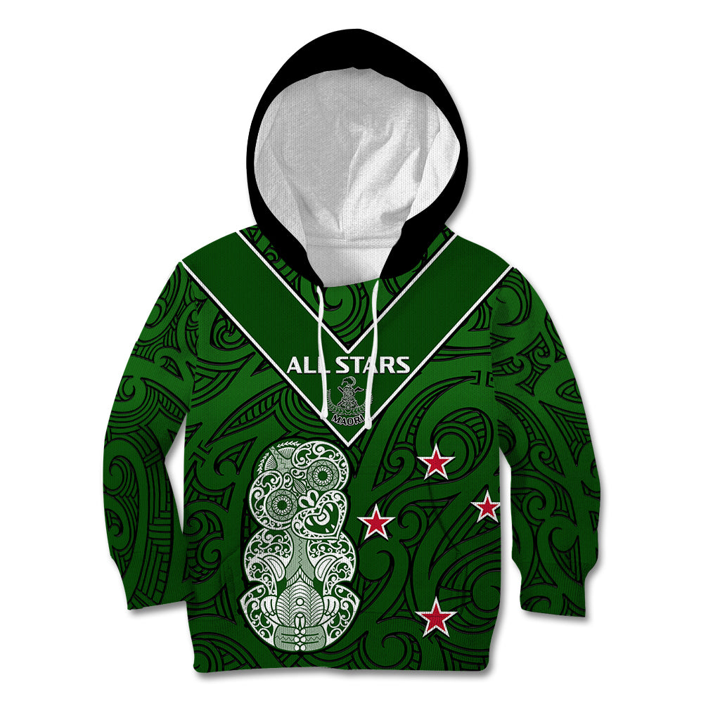 (Custom Text And Number) Aotearoa Rugby Kid Hoodie All Stars New Zealand Tiki Maori - Vibe Hoodie Shop