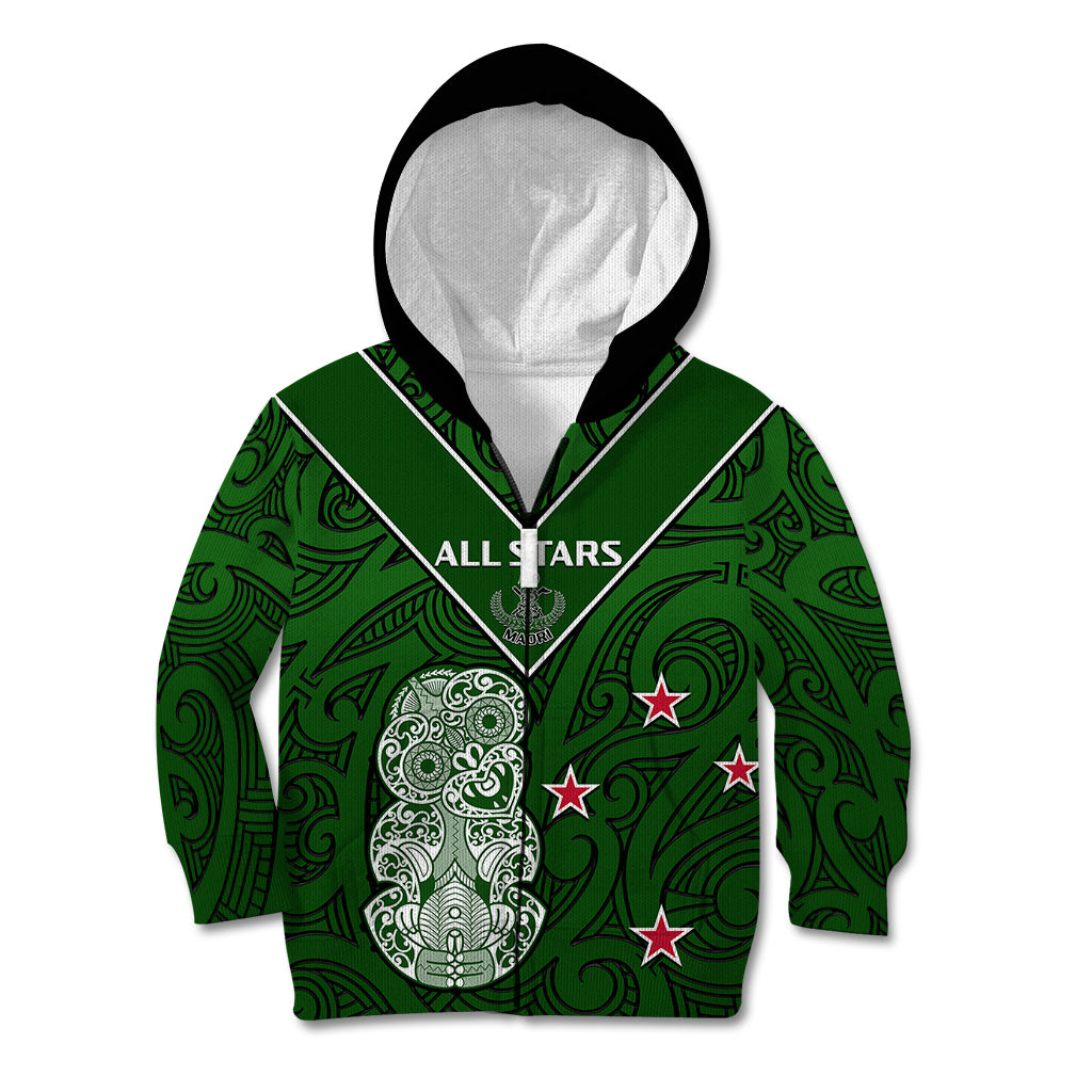 (Custom Text And Number) Aotearoa Rugby Kid Hoodie All Stars New Zealand Tiki Maori - Vibe Hoodie Shop