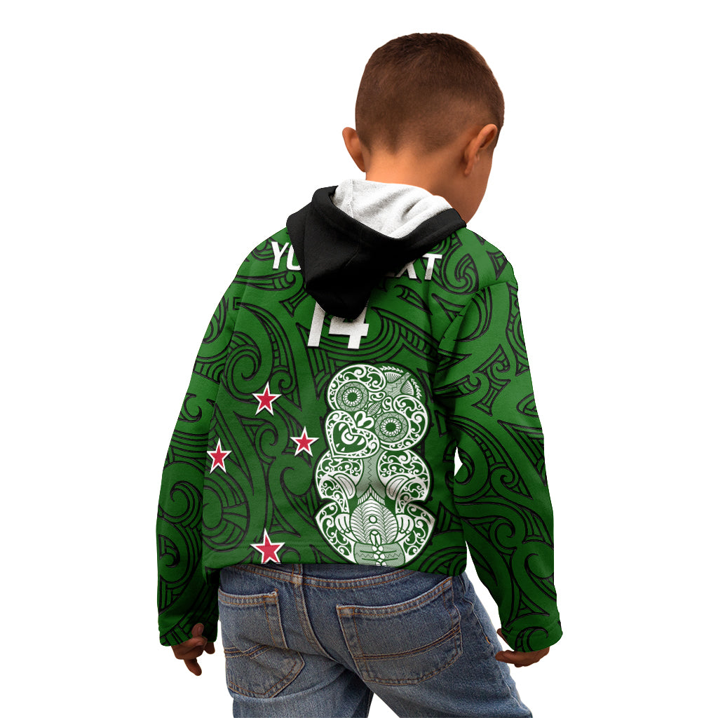 (Custom Text And Number) Aotearoa Rugby Kid Hoodie All Stars New Zealand Tiki Maori - Vibe Hoodie Shop