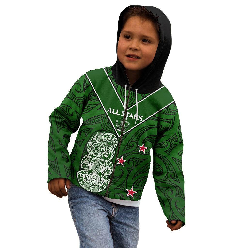 (Custom Text And Number) Aotearoa Rugby Kid Hoodie All Stars New Zealand Tiki Maori - Vibe Hoodie Shop