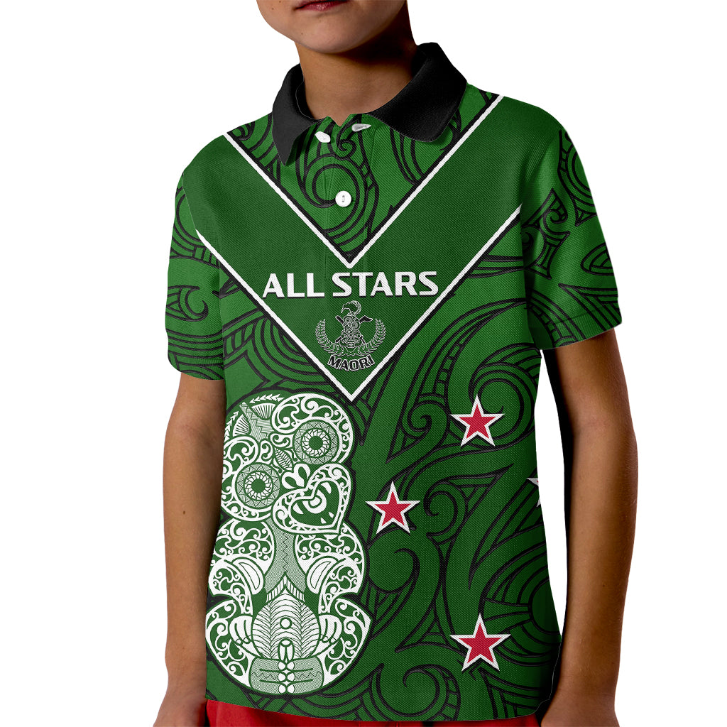 (Custom Text And Number) Aotearoa Rugby Kid Polo Shirt All Stars New Zealand Tiki Maori - Vibe Hoodie Shop