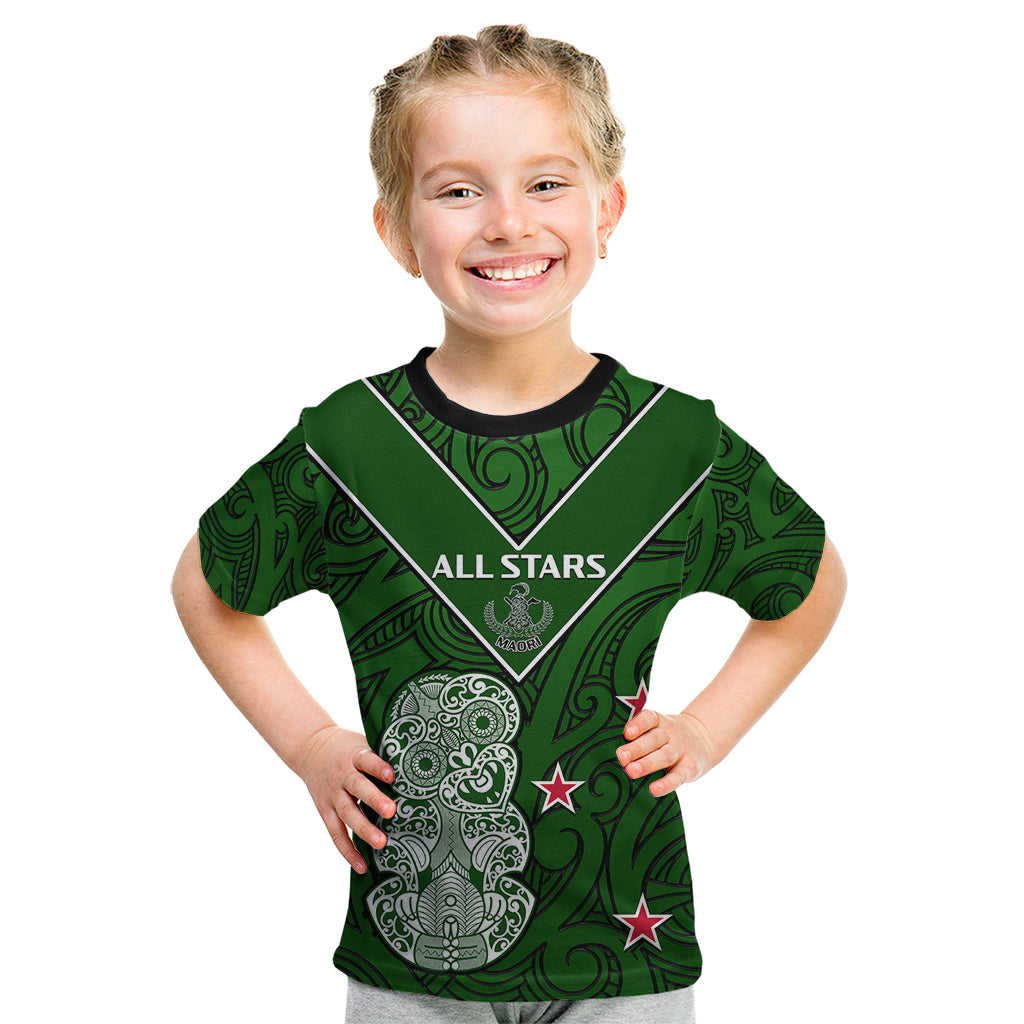 (Custom Text And Number) Aotearoa Rugby Kid T Shirt All Stars New Zealand Tiki Maori - Vibe Hoodie Shop