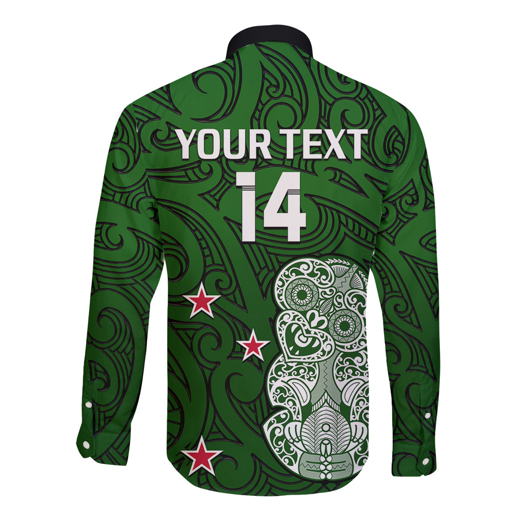 (Custom Text And Number) Aotearoa Rugby Long Sleeve Button Shirt All Stars New Zealand Tiki Maori - Vibe Hoodie Shop