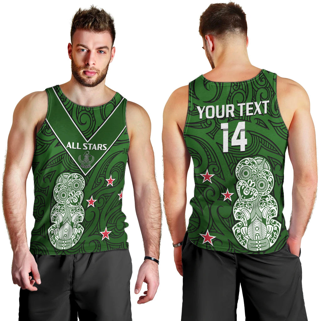 (Custom Text And Number) Aotearoa Rugby Men Tank Top All Stars New Zealand Tiki Maori - Vibe Hoodie Shop