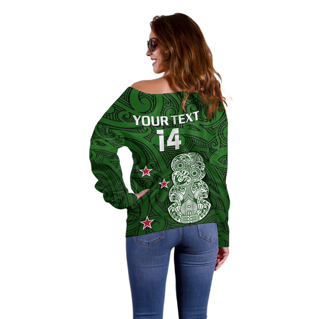 (Custom Text And Number) Aotearoa Rugby Off Shoulder Sweater All Stars New Zealand Tiki Maori - Vibe Hoodie Shop