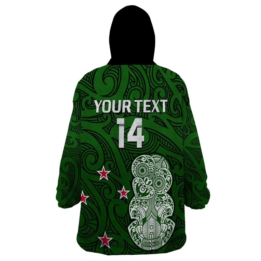 (Custom Text And Number) Aotearoa Rugby Wearable Blanket Hoodie All Stars New Zealand Tiki Maori - Vibe Hoodie Shop