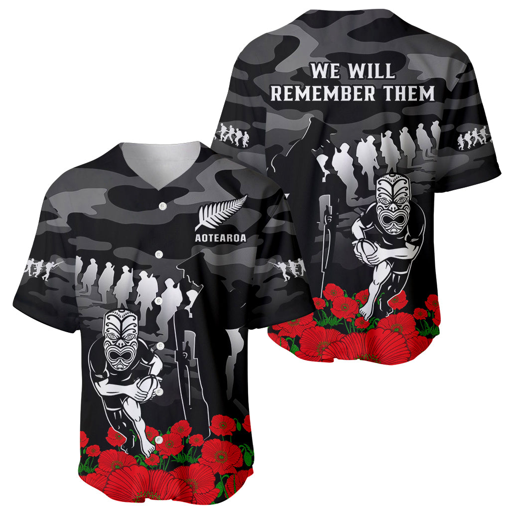New Zealand ANZAC Rugby Baseball Jersey Silver Fern All Black Camouflage Mix Poppy - Vibe Hoodie Shop