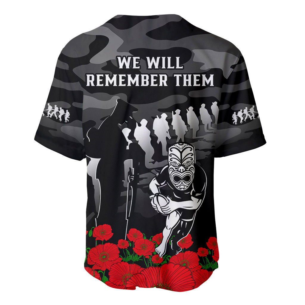 New Zealand ANZAC Rugby Baseball Jersey Silver Fern All Black Camouflage Mix Poppy - Vibe Hoodie Shop