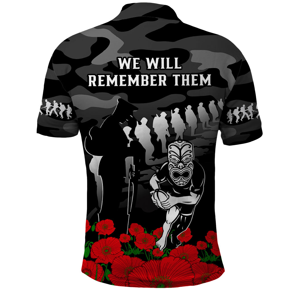 New Zealand ANZAC Rugby Polo Shirt Silver Fern All Black Camouflage Mix Poppy - Vibe Hoodie Shop