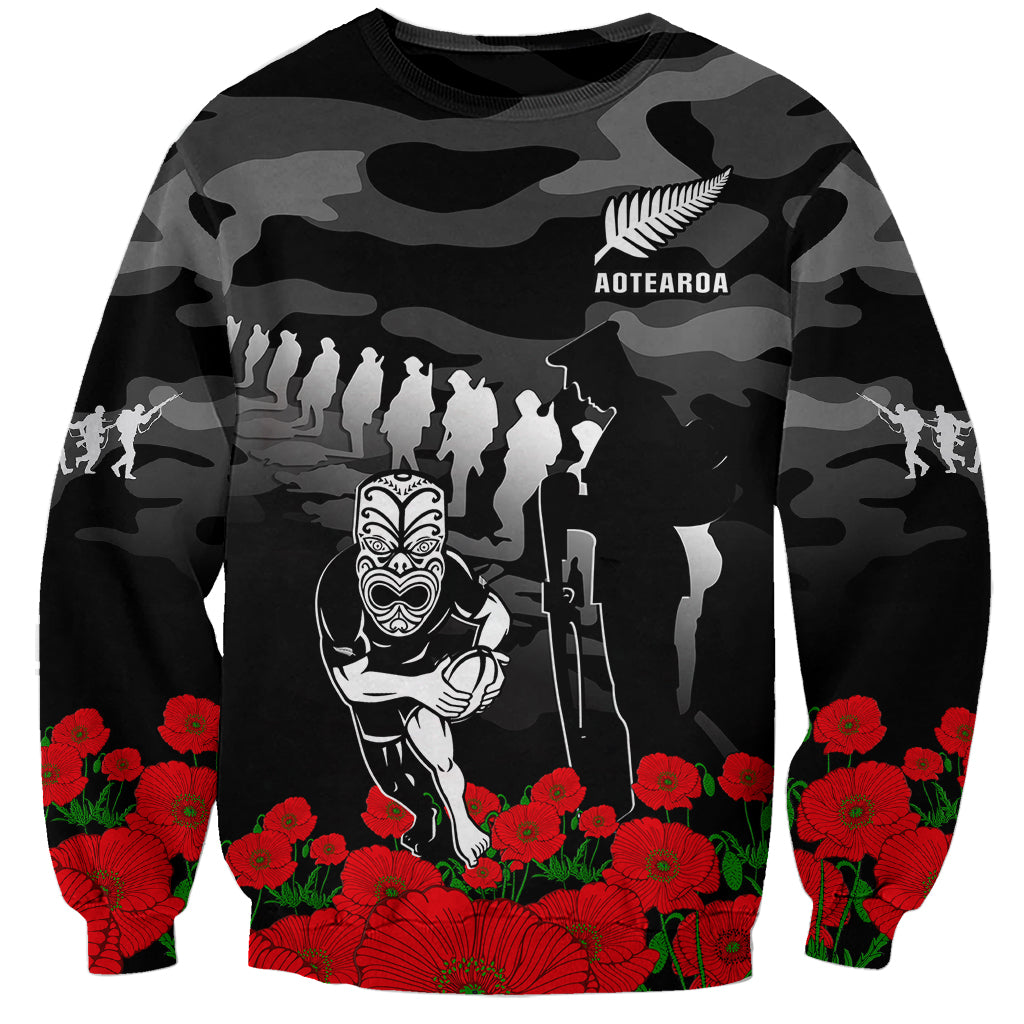 New Zealand ANZAC Rugby Sweatshirt Silver Fern All Black Camouflage Mix Poppy - Vibe Hoodie Shop