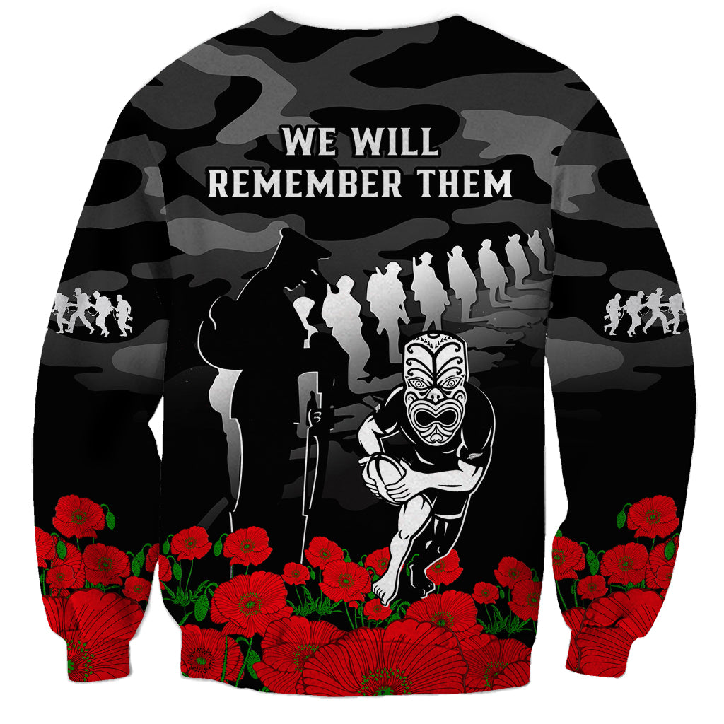 New Zealand ANZAC Rugby Sweatshirt Silver Fern All Black Camouflage Mix Poppy - Vibe Hoodie Shop