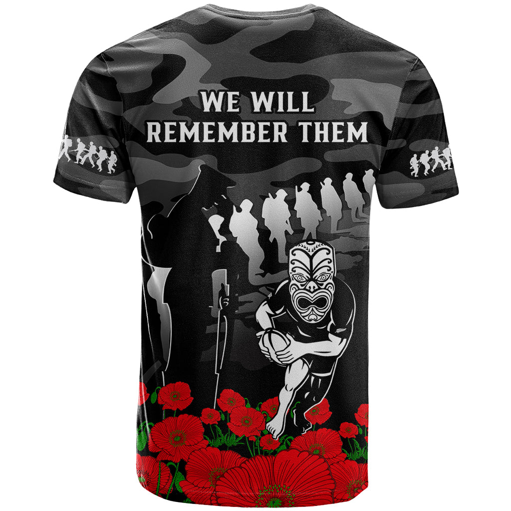 New Zealand ANZAC Rugby T Shirt Silver Fern All Black Camouflage Mix Poppy - Vibe Hoodie Shop