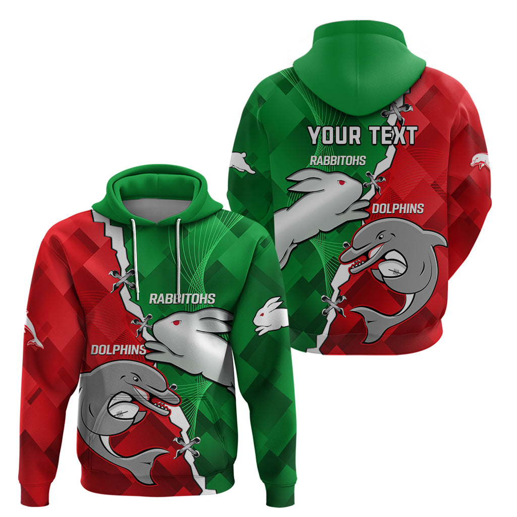 (Custom Personalised) Rabbitohs Mix Dolphins Rugby Hoodie Sporty Style - Vibe Hoodie Shop