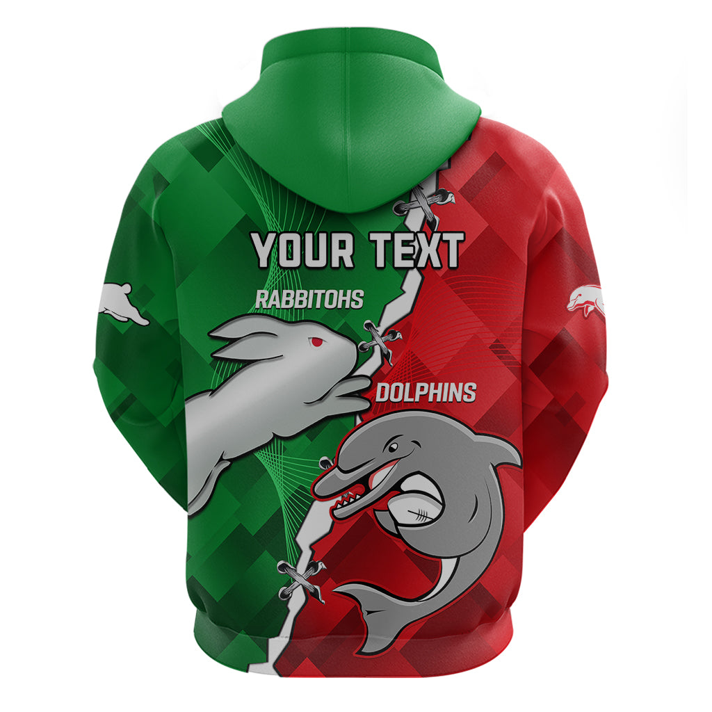 (Custom Personalised) Rabbitohs Mix Dolphins Rugby Hoodie Sporty Style - Vibe Hoodie Shop