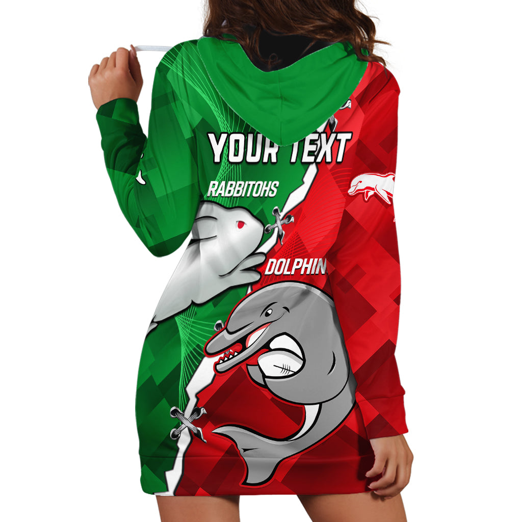 (Custom Personalised) Rabbitohs Mix Dolphins Rugby Hoodie Dress Sporty Style - Vibe Hoodie Shop