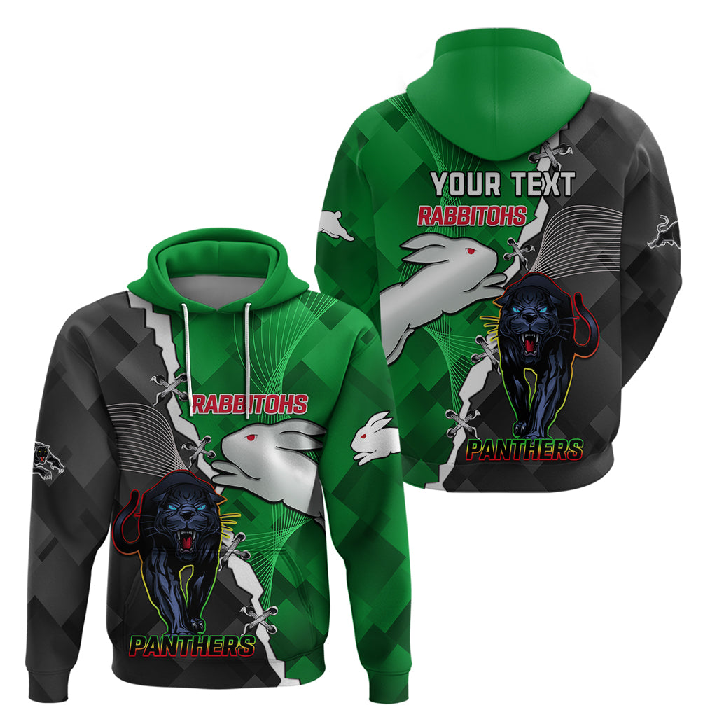 (Custom Personalised) Rabbitohs Mix Panthers Rugby Hoodie Sporty Style - Vibe Hoodie Shop