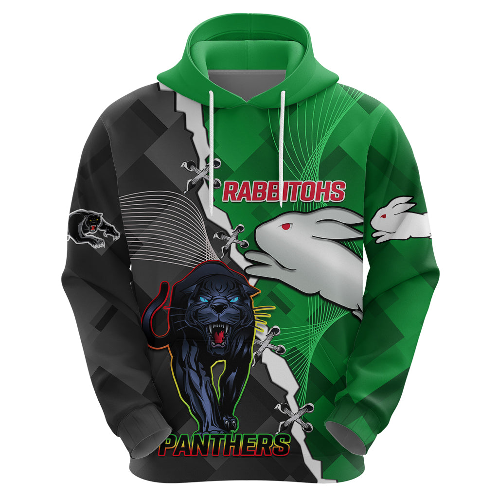 (Custom Personalised) Rabbitohs Mix Panthers Rugby Hoodie Sporty Style - Vibe Hoodie Shop