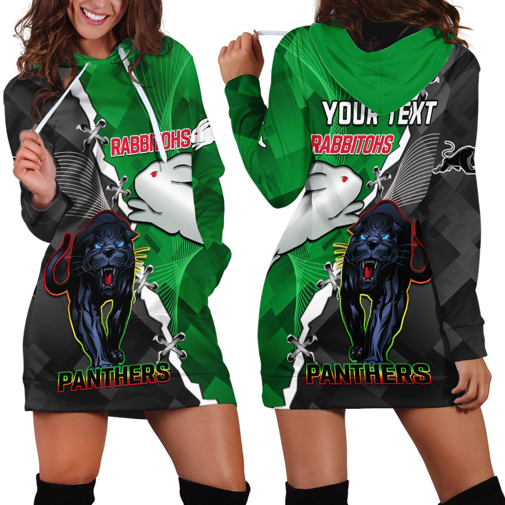 (Custom Personalised) Rabbitohs Mix Panthers Rugby Hoodie Dress Sporty Style - Vibe Hoodie Shop