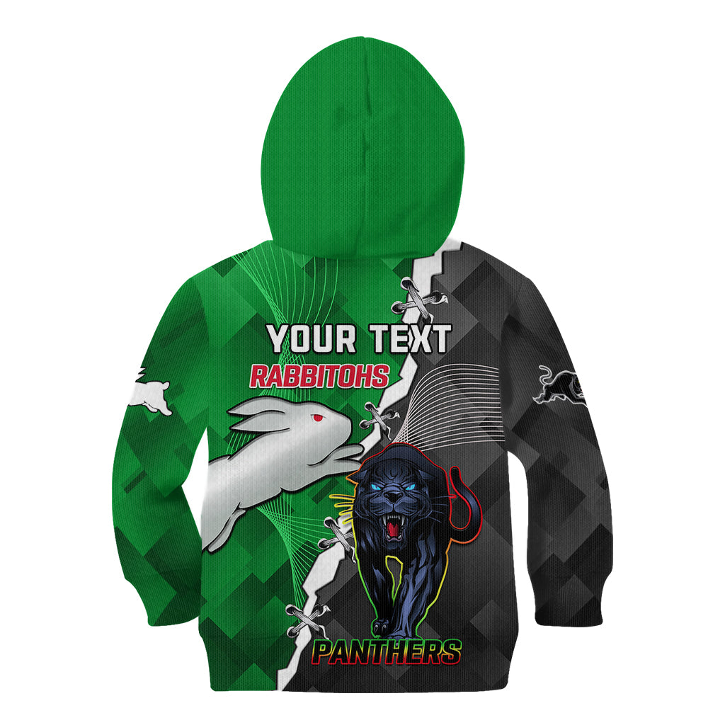 (Custom Personalised) Rabbitohs Mix Panthers Rugby Kid Hoodie Sporty Style - Vibe Hoodie Shop