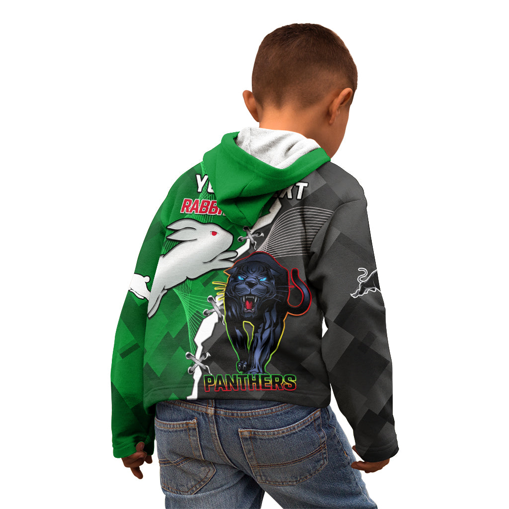 (Custom Personalised) Rabbitohs Mix Panthers Rugby Kid Hoodie Sporty Style - Vibe Hoodie Shop