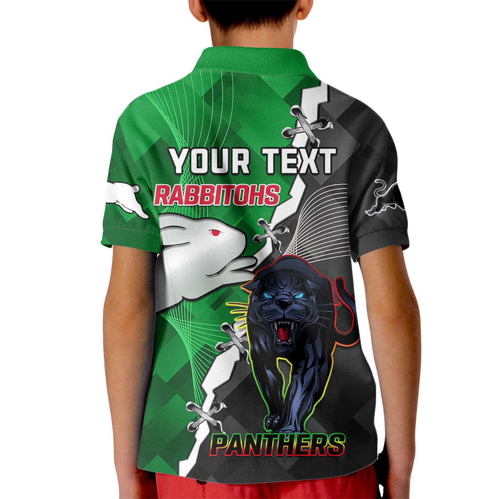 (Custom Personalised) Rabbitohs Mix Panthers Rugby Kid Polo Shirt Sporty Style - Vibe Hoodie Shop