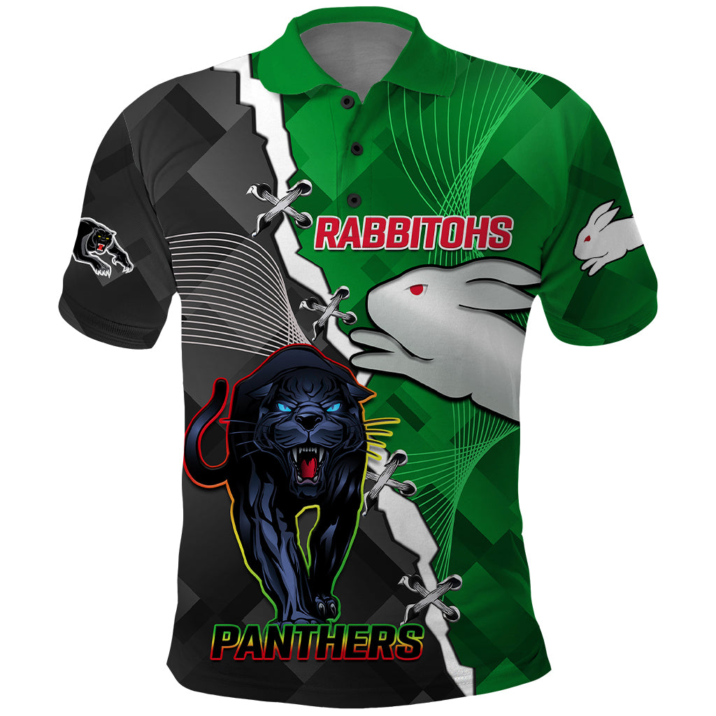 (Custom Personalised) Rabbitohs Mix Panthers Rugby Polo Shirt Sporty Style - Vibe Hoodie Shop