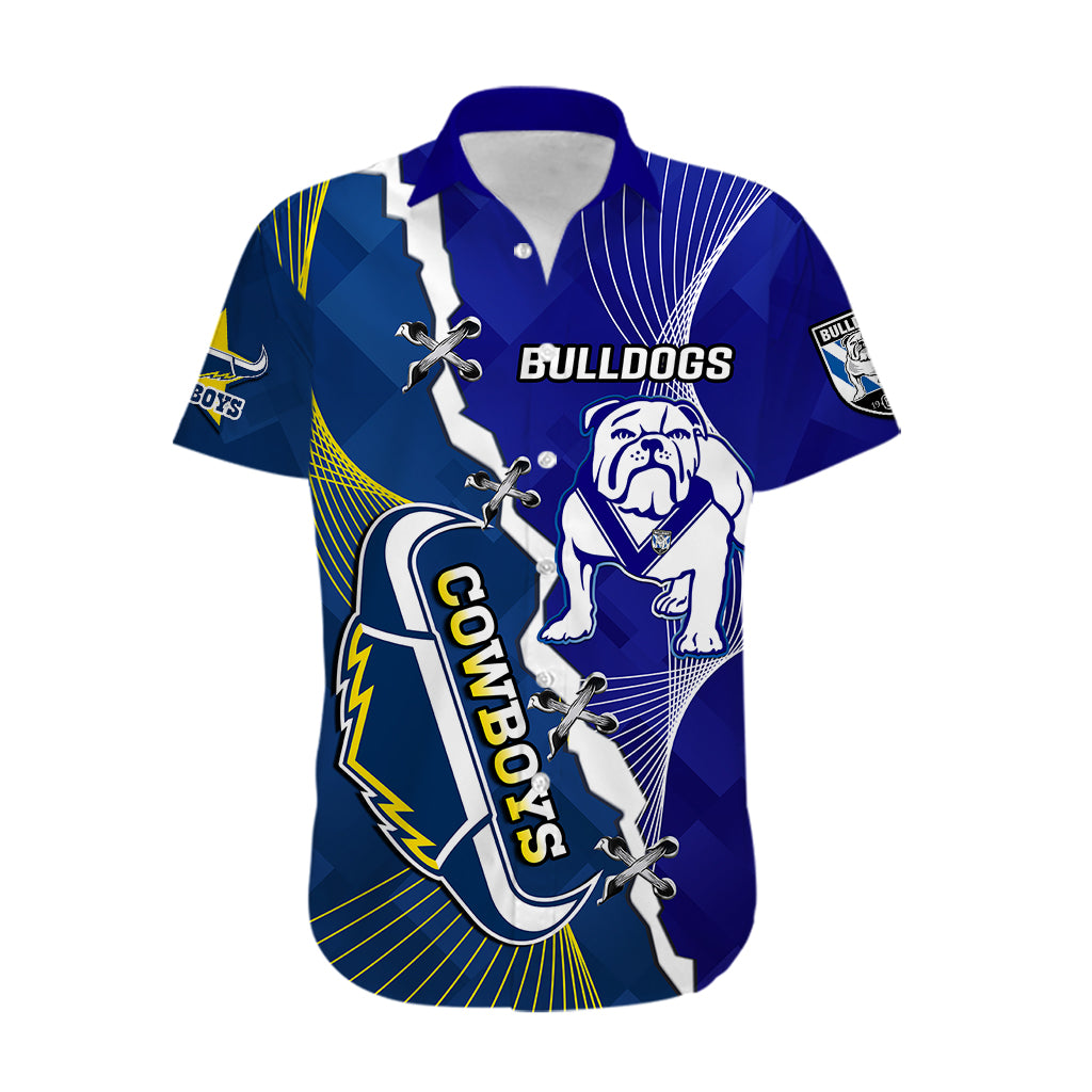 (Custom Personalised) Bulldogs Mix Cowboys Rugby Hawaiian Shirt Sporty Style - Vibe Hoodie Shop