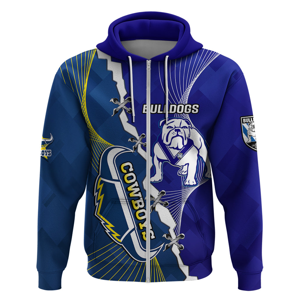 (Custom Personalised) Bulldogs Mix Cowboys Rugby Hoodie Sporty Style - Vibe Hoodie Shop