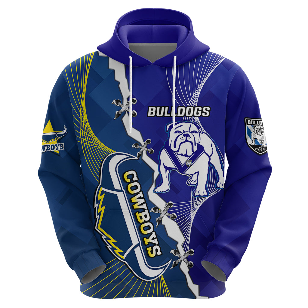 (Custom Personalised) Bulldogs Mix Cowboys Rugby Hoodie Sporty Style - Vibe Hoodie Shop