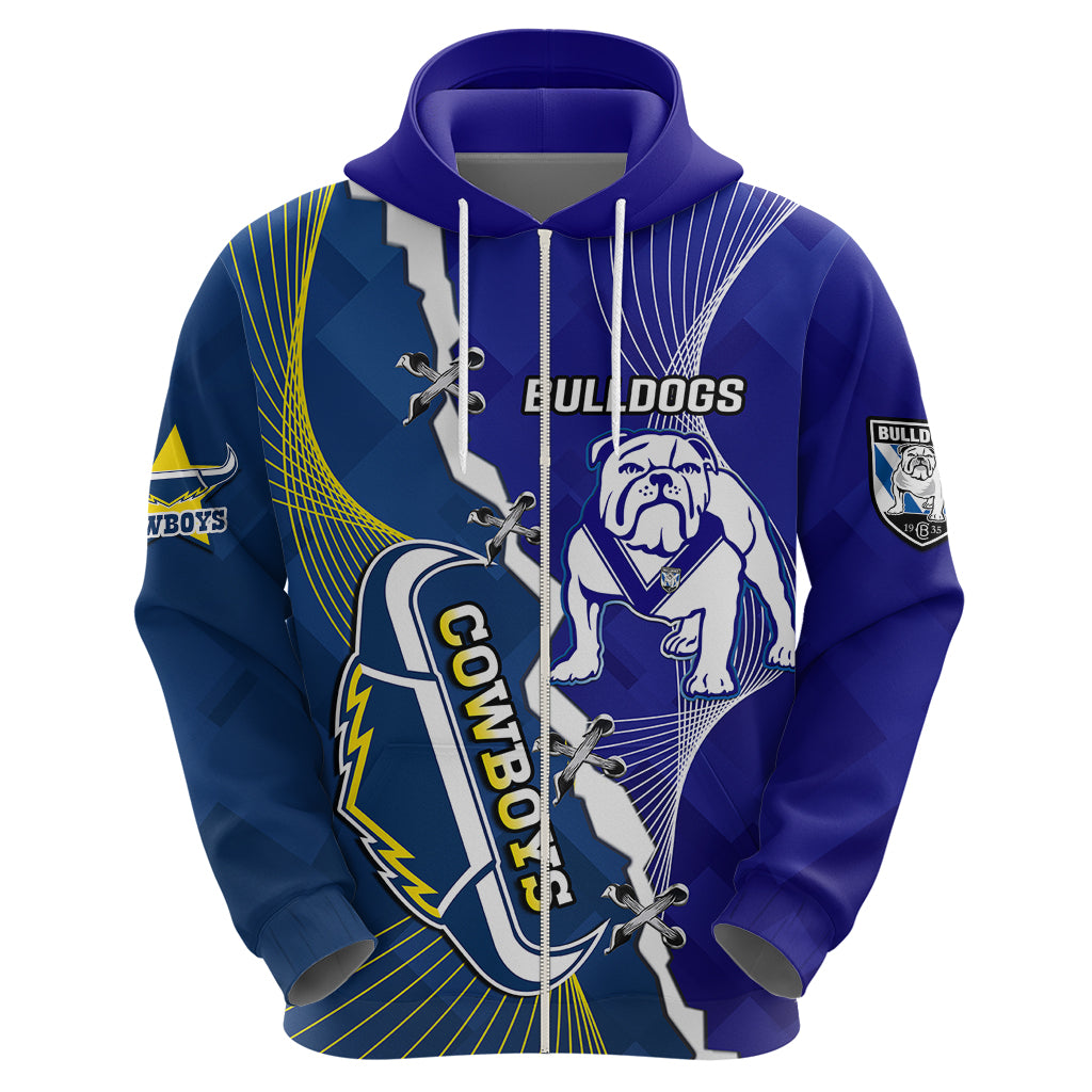 (Custom Personalised) Bulldogs Mix Cowboys Rugby Hoodie Sporty Style - Vibe Hoodie Shop