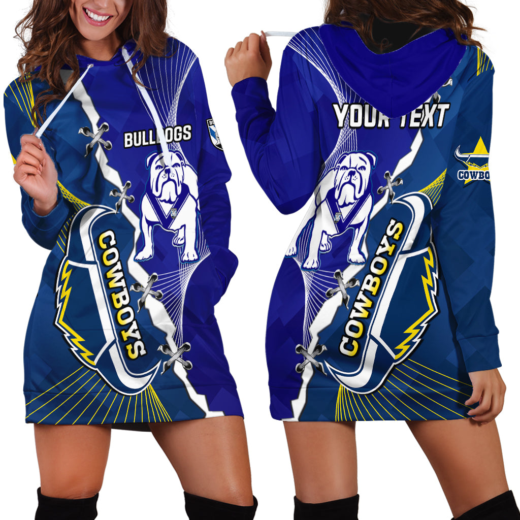 (Custom Personalised) Bulldogs Mix Cowboys Rugby Hoodie Dress Sporty Style - Vibe Hoodie Shop