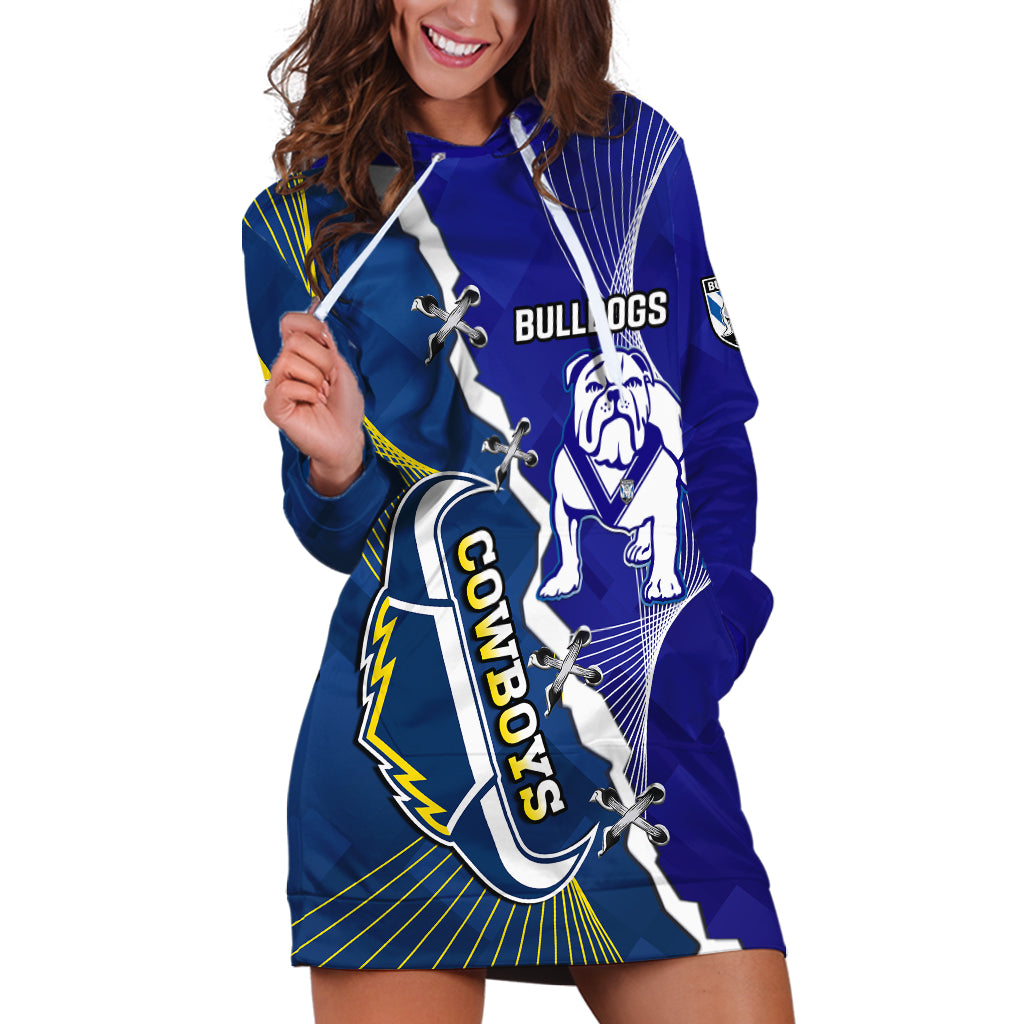 (Custom Personalised) Bulldogs Mix Cowboys Rugby Hoodie Dress Sporty Style - Vibe Hoodie Shop