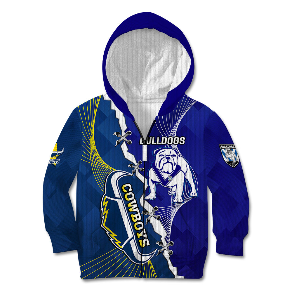 (Custom Personalised) Bulldogs Mix Cowboys Rugby Kid Hoodie Sporty Style - Vibe Hoodie Shop