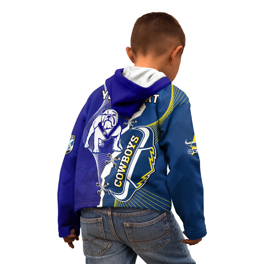 (Custom Personalised) Bulldogs Mix Cowboys Rugby Kid Hoodie Sporty Style - Vibe Hoodie Shop